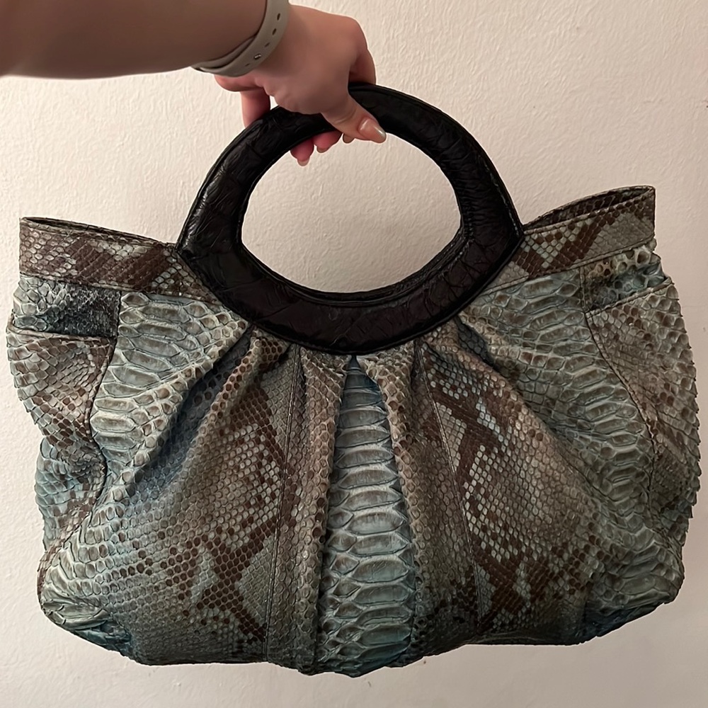 Vintage Lai Pamela Blue Python Handbag